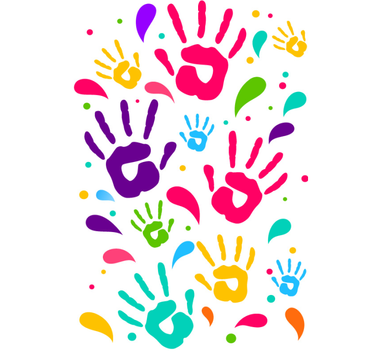 Colorful hands art wallpaper - TenStickers