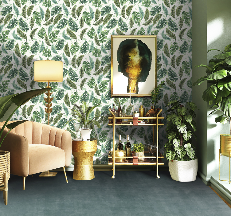 Eclectic green tropical pattern leaf wallpaper - TenStickers