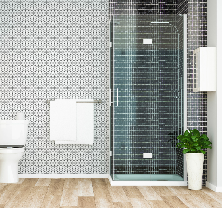 Gray mosaic bathroom wallpaper - TenStickers