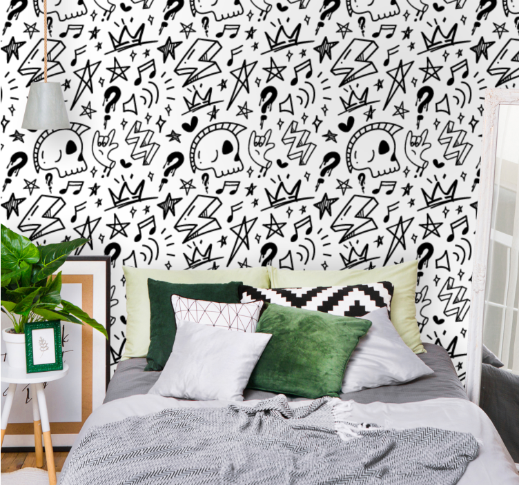 Stylized Graphic Shapes wallpaper teenage bedroom - TenStickers