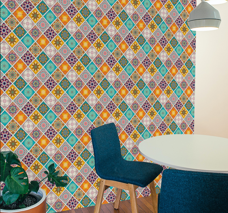 Boho squares Tile Wallpaper - TenStickers