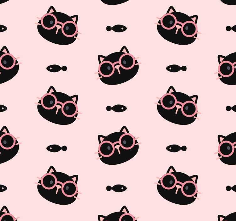 Cat Spectacles Pattern cats wallpaper - TenStickers