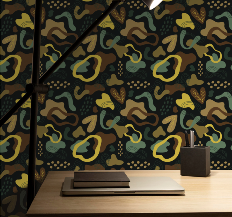 Abstract art yellow and brown design wallpaper - TenStickers