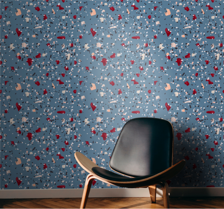 Blue terrazzo imitation textured wallpaper - TenStickers