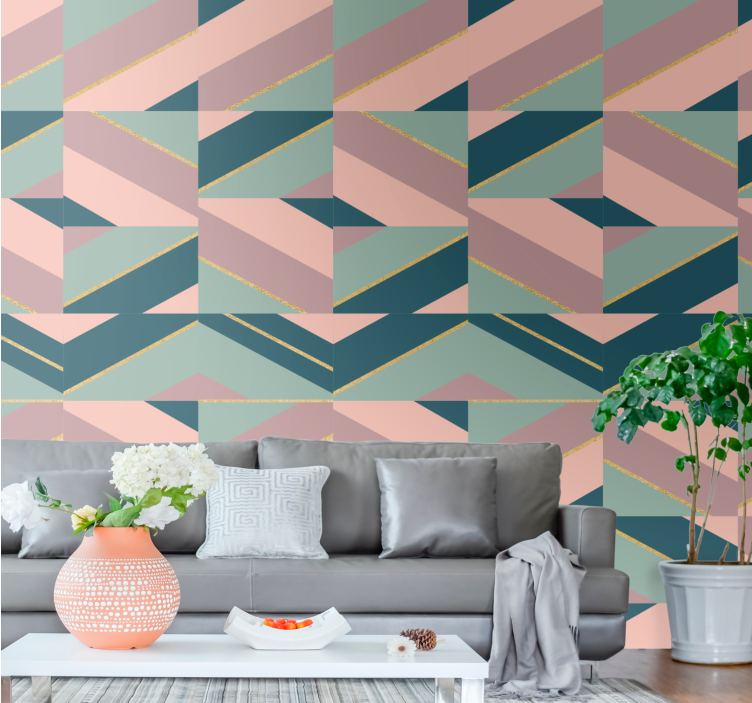Abstract pastel angles wallpaper geometric - TenStickers
