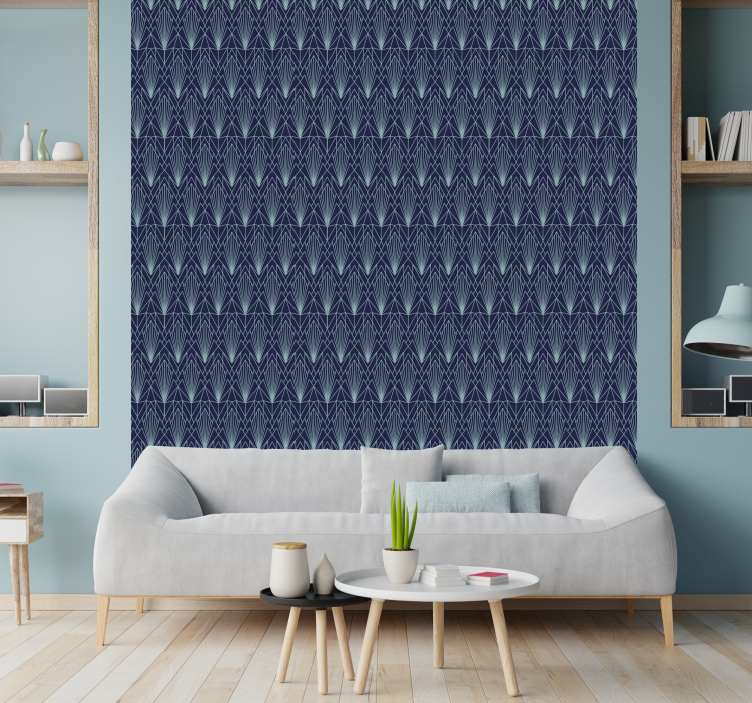Angular azure forms living area wallpaper - TenStickers