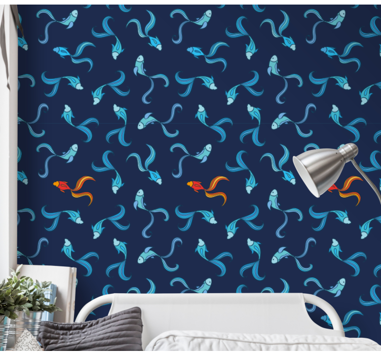 Aquatic Fauna Patterns fishes wallpaper - TenStickers