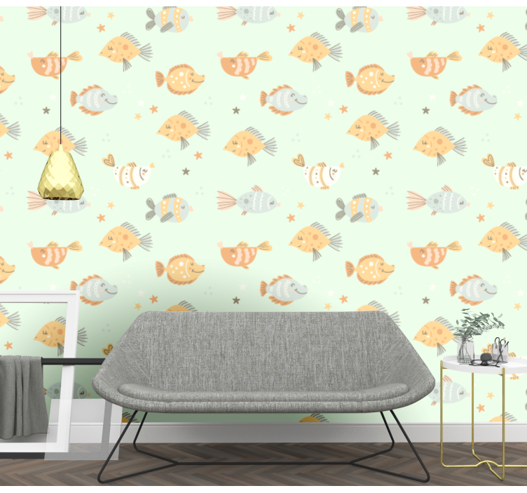 Aquatic Friends Pattern fishes wallpaper - TenStickers