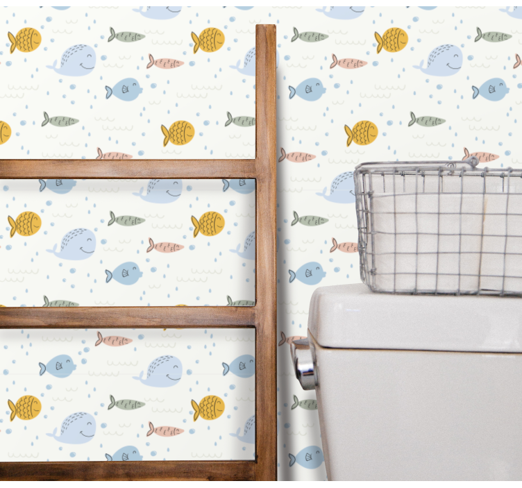 Aquatic Motif fishes wallpaper - TenStickers