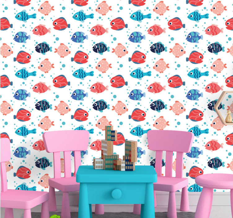 Aquatic Playfulness fishes wallpaper - TenStickers