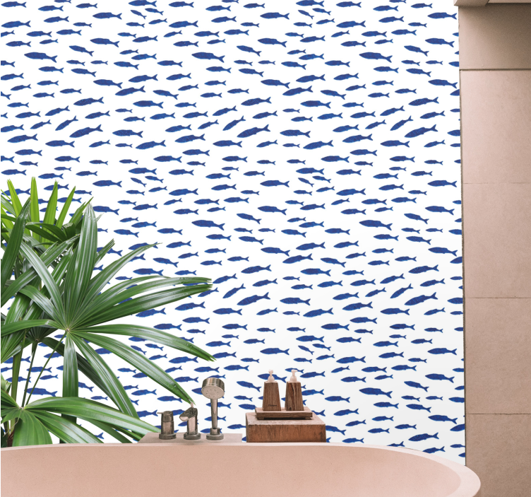 Aquatic Swim Pattern fishes wallpaper - TenStickers