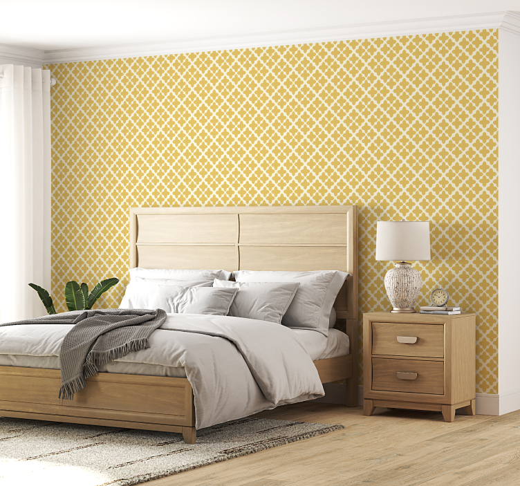 Arabesque pattern Yellow wallpaper - TenStickers