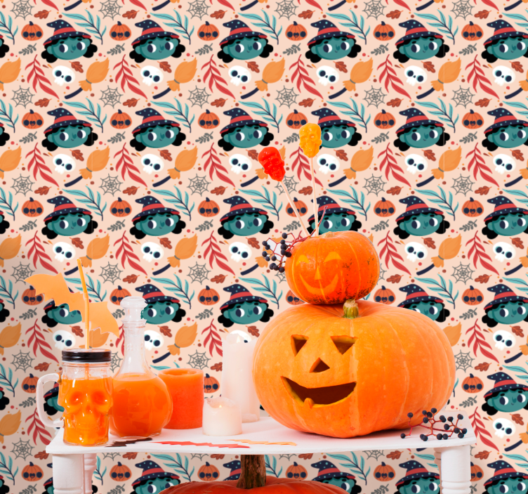 Autumn Festivity cute halloween wallpaper - TenStickers