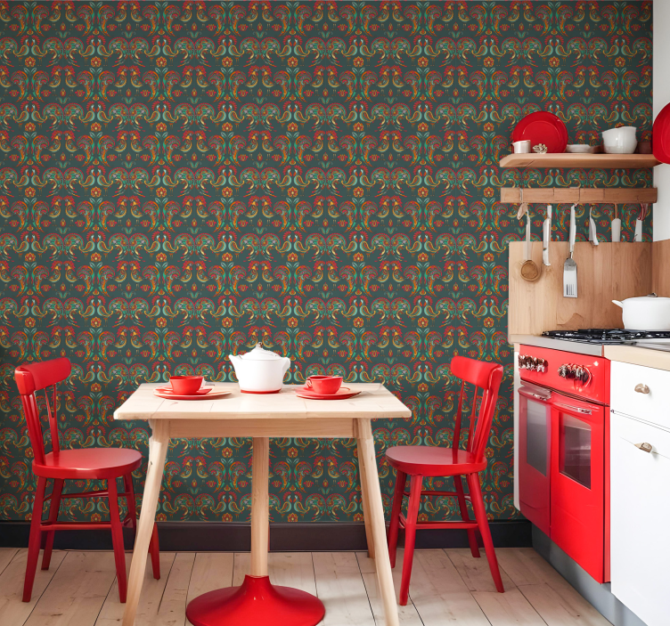 Baroque Ornamental Pattern ornamental wallpaper - TenStickers