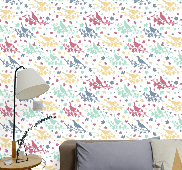 Bird Pattern Motif birds in wallpaper - TenStickers