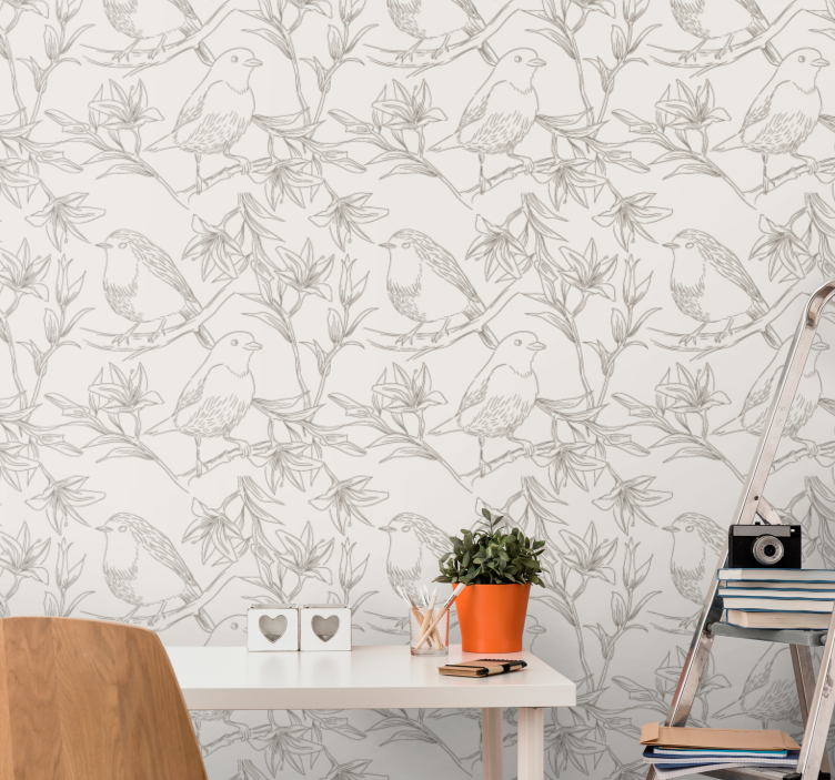 Bird Sketch Design birds in wallpaper - TenStickers