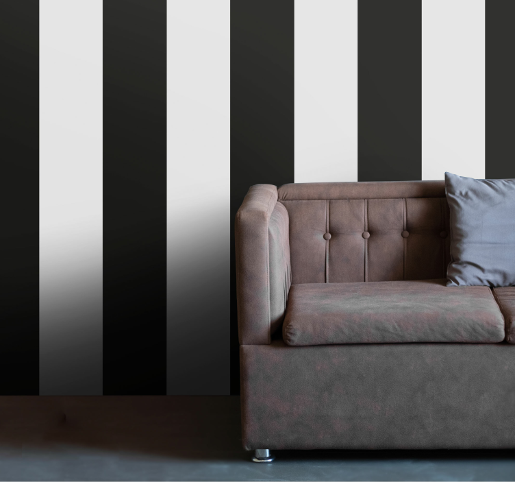Black and white striped living room wallpaper - TenStickers