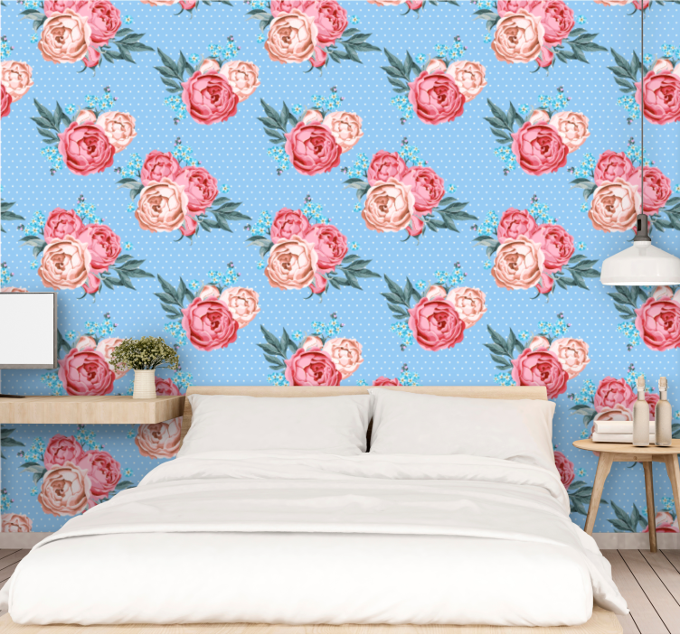 Blossoming rose patterns flowers wallpaper - TenStickers