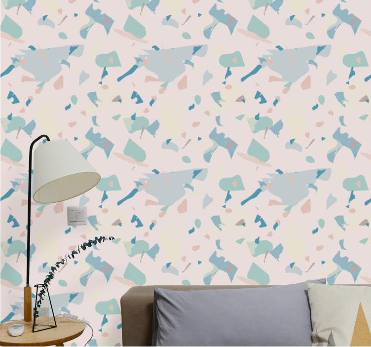 Blue and beige terrazzo abstract wallpaper - TenStickers