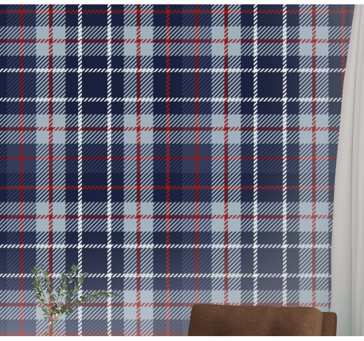 Blue and red tartan living room wallpaper - TenStickers