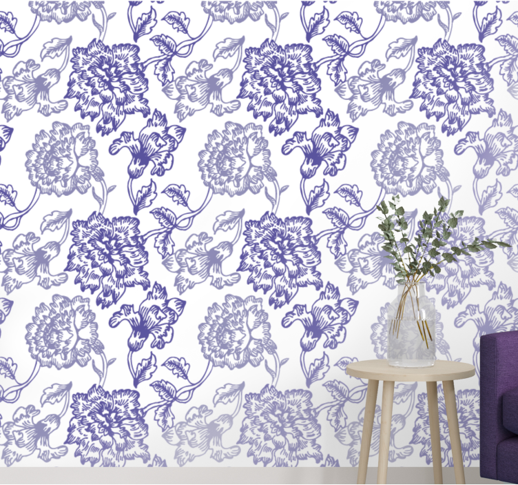 Blue Indigo bloom floral wallpaper - TenStickers