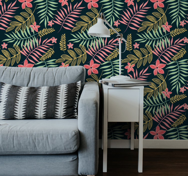 Botanical Patterns leaves wallpaper - TenStickers