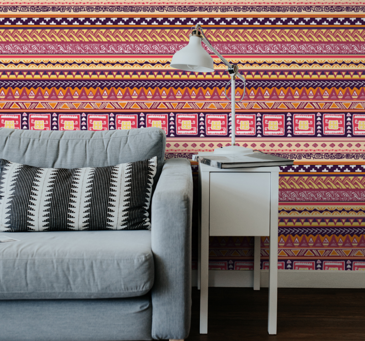 Brightly coloured tribal pattern Art Wallpaper - TenStickers
