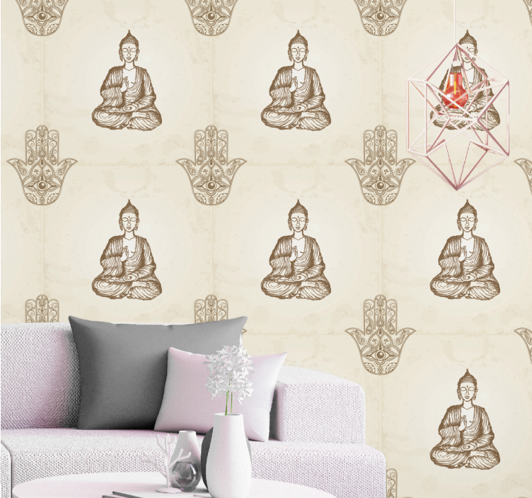Buddha Hamsa hand symbol abstract wallpaper - TenStickers