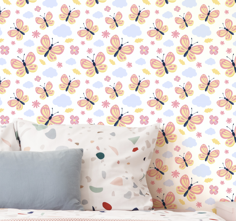 Butterfly Cloud Patterns butterflies wallpaper - TenStickers