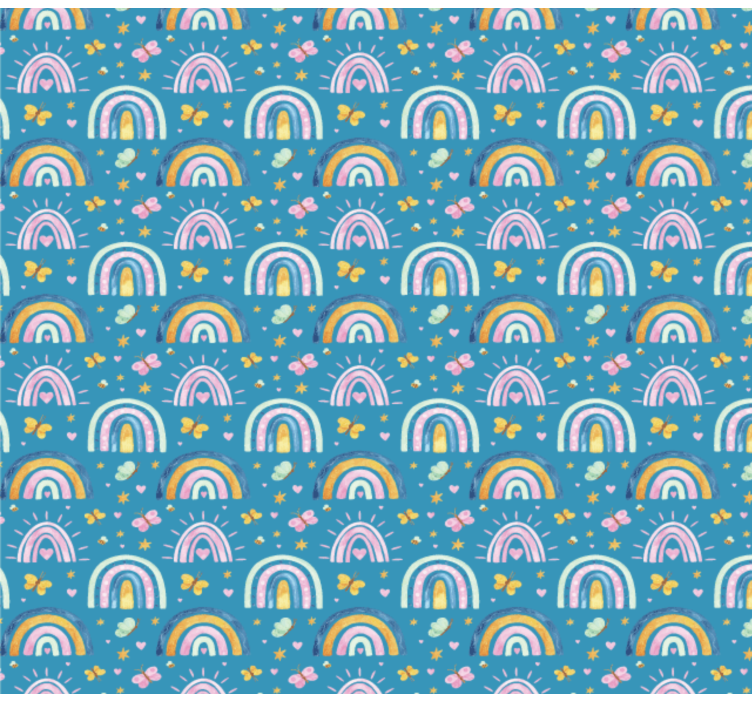Butterfly Rainbow Patterns wallpaper childrens room - TenStickers