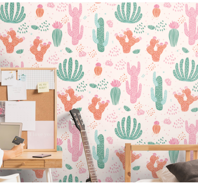 Cactus Patterns nature wallpaper - TenStickers