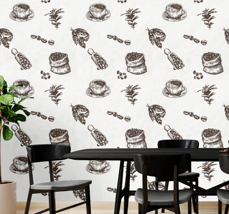 Caffeine Motifs art wallpaper - TenStickers