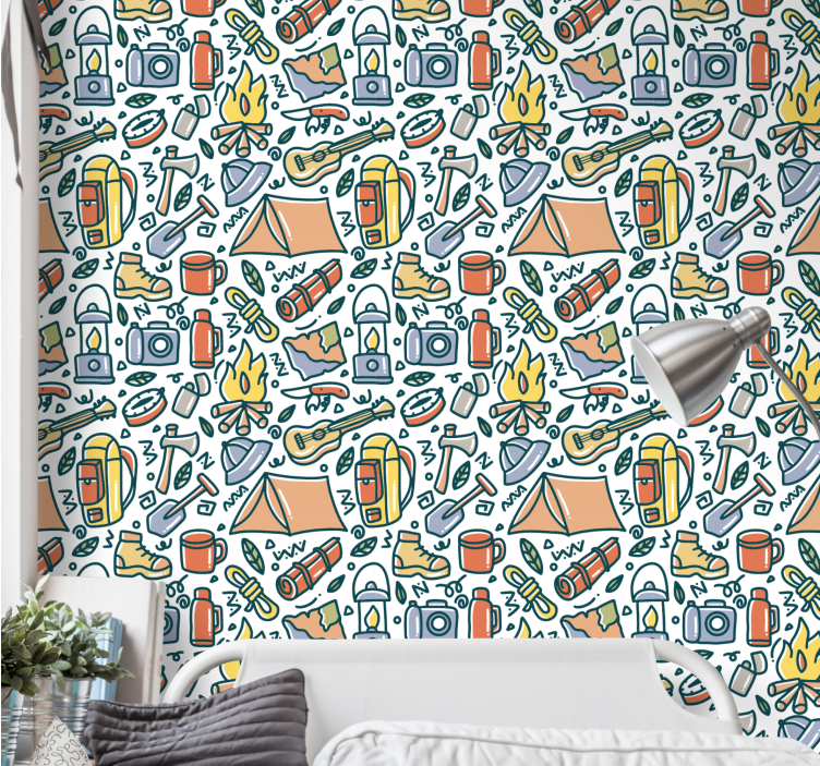 Camping Essentials nature wallpaper - TenStickers