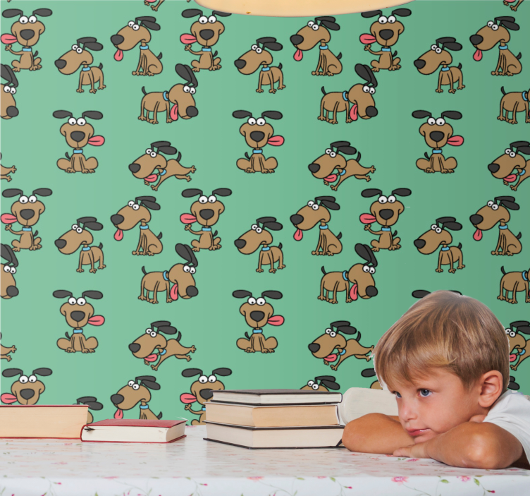 Canine Cartoon Fun cute dog wallpaper - TenStickers