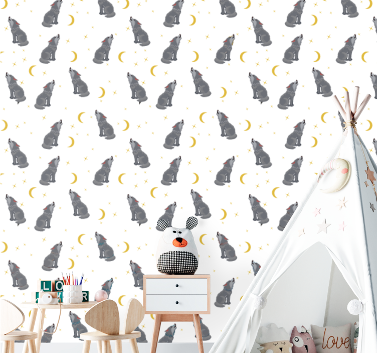 Canine Celestial Pattern cute dog wallpaper - TenStickers