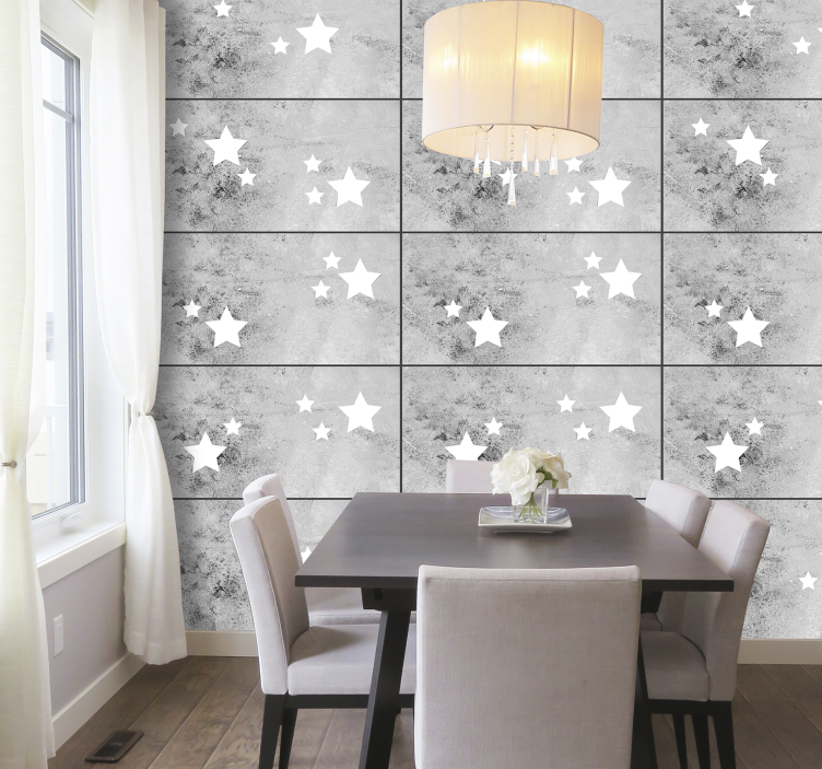 Celestial Concrete Dining Ambiance star wallpaper - TenStickers