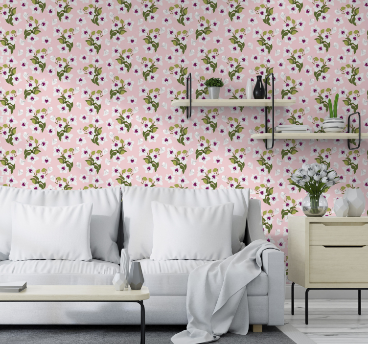 Charming Floral Design flowers wallpaper - TenStickers