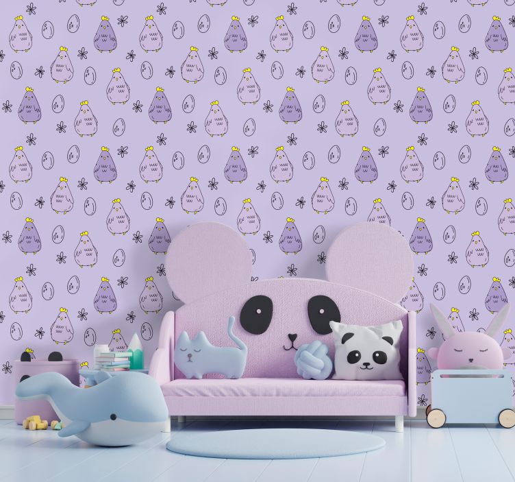 Chick Pattern Design wallpaper childrens room - TenStickers
