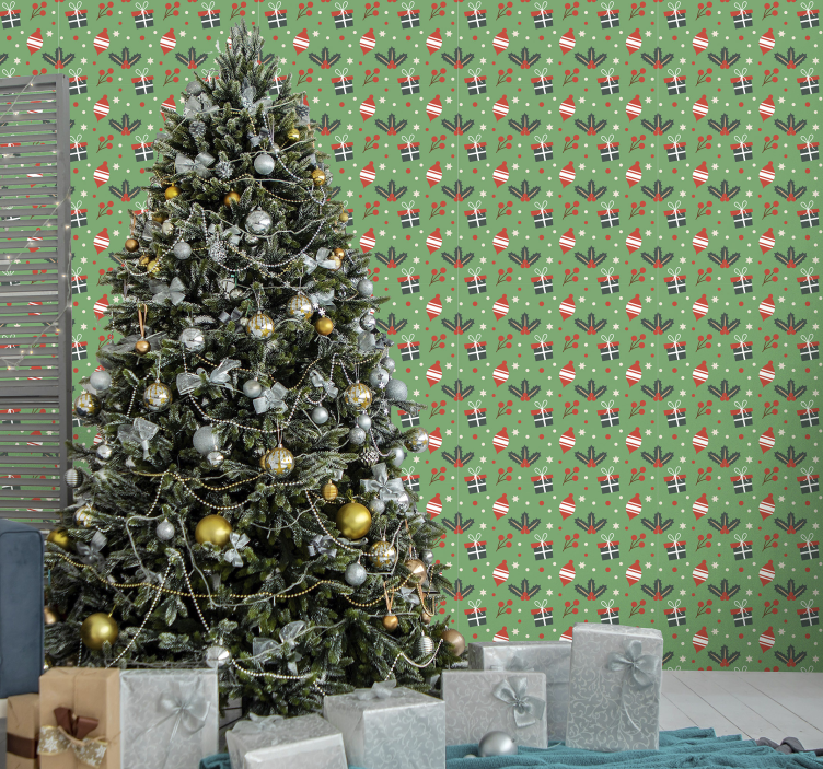 Christmas candy pattern Living Room Wallpaper - TenStickers