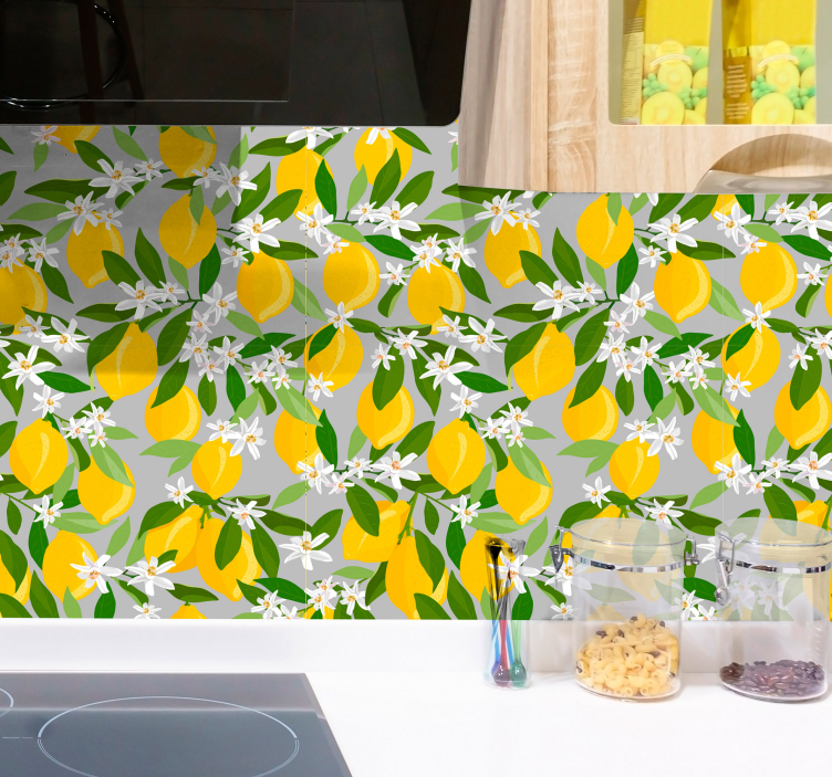 Citrus Floral Pattern nature wallpaper - TenStickers