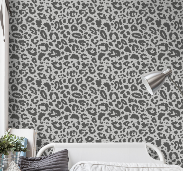 Classic style grey leopard print wallpaper - TenStickers