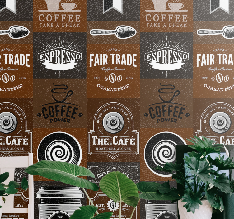 Coffee Illustrations 3D letter wallpaper - TenStickers