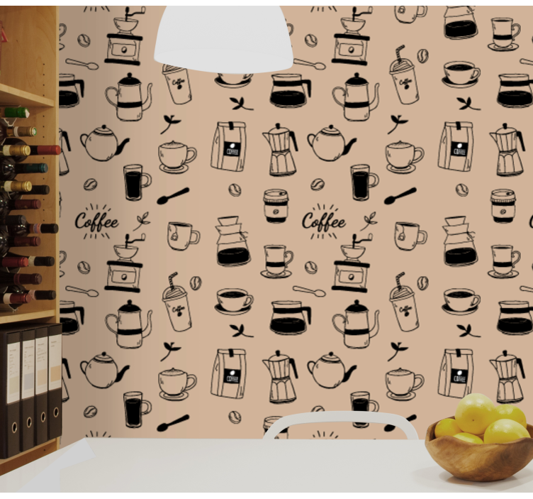 Coffee making icons Kitchen Wallpaper - TenStickers