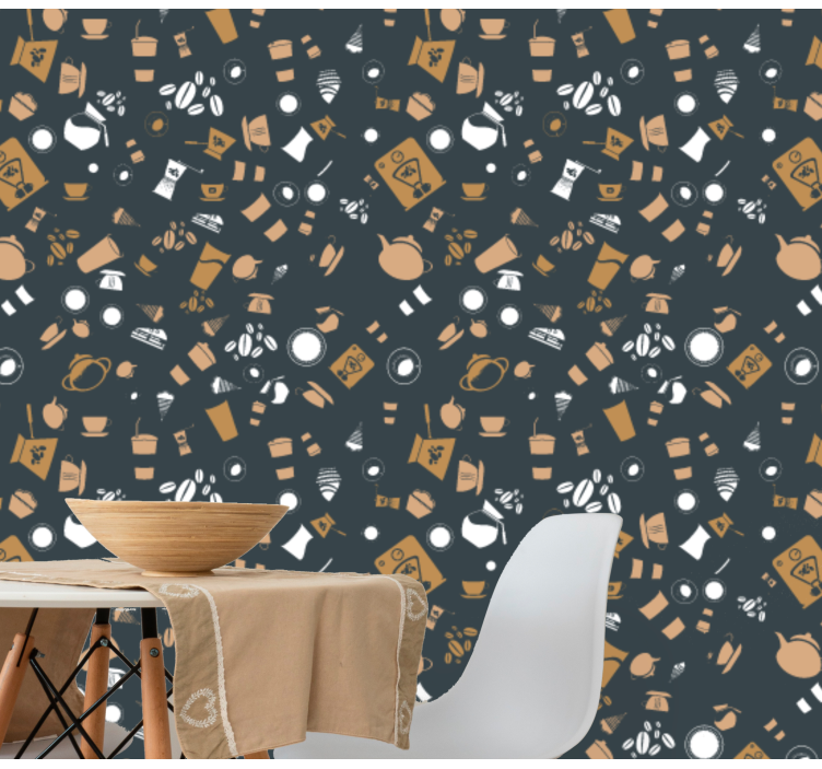 Coffee Motifs art wallpaper - TenStickers