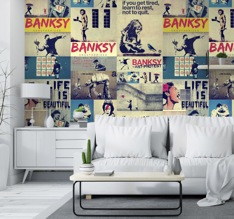 Collage of Street Art Art Wallpaper - TenStickers