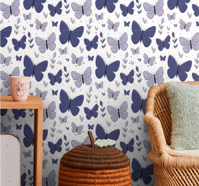 Fluttering purple wings butterflies wallpaper - TenStickers