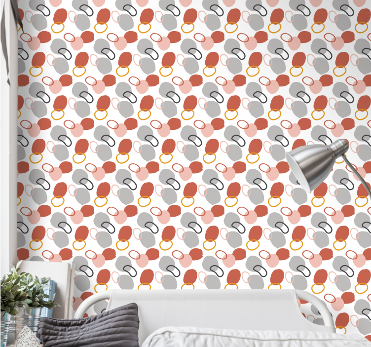 Brown and gray motif polka dots wallpaper - TenStickers