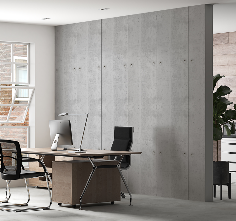 Concrete effect wallpaper office - TenStickers