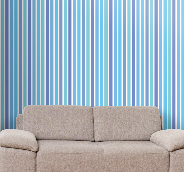 Elegant blue motif wallpaper vertically striped - TenStickers