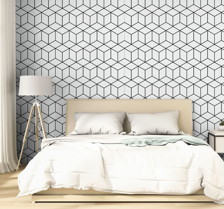 Cubic Pattern Accent wallpaper geometric - TenStickers